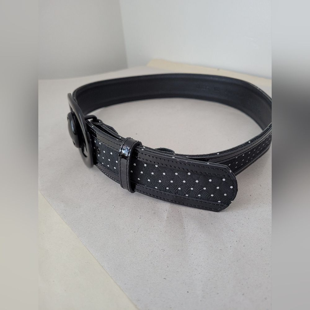 Emporio Armani Black Polka Dot Belt Leather Size 42 Women Designer Office Career - Picture 4 of 8